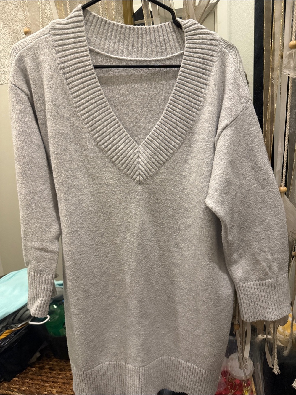 Light Gray V-Neck Women's Sweater